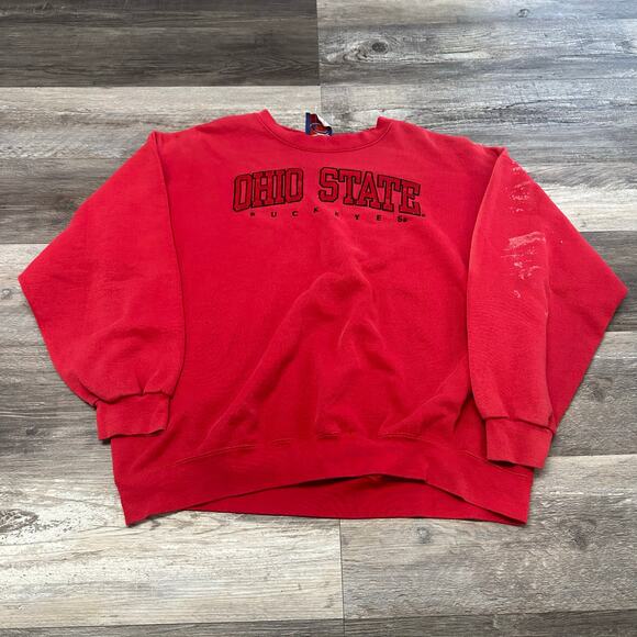 Vintage Cadre Athletic Ohio State Buckeyes OSU Red Mens XL Spellout Sweatshirt - Picture 2 of 7